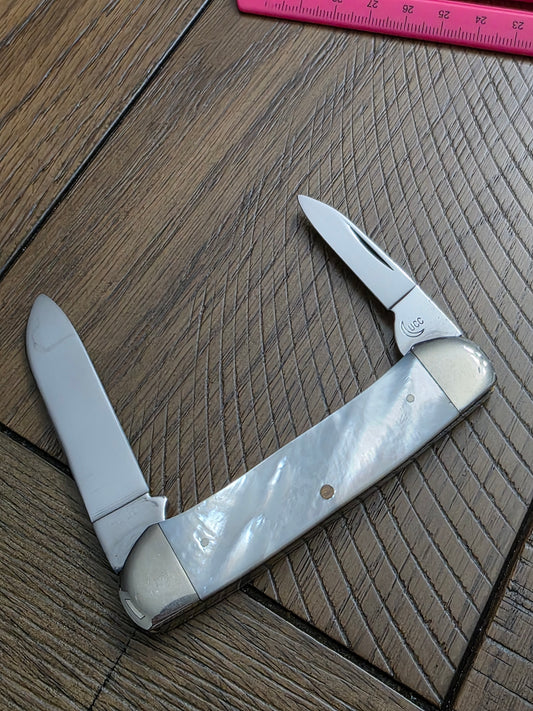 KA-BAR Mother of Pearl Canoe with Bar shield Olean,N.Y.