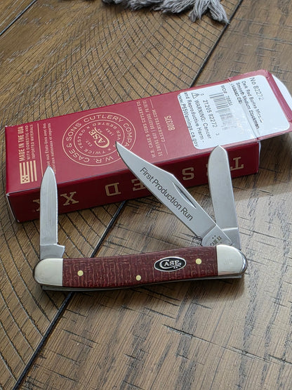 2025 Case XX Medium Stockman 87 pattern Dark Red Burlap Micarta First Production Run 1 of 250 82272
