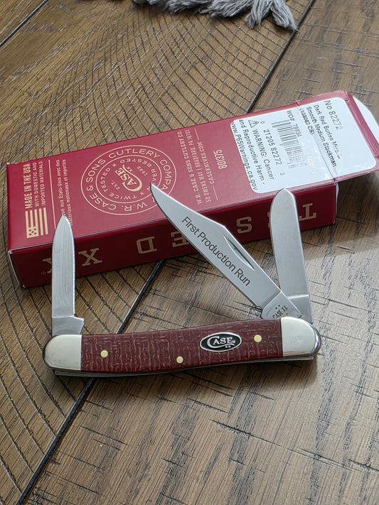 2025 Case XX Medium Stockman 87 pattern Dark Red Burlap Micarta First Production Run 1 of 250 82272