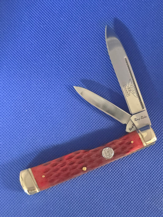 Rough Rider Red Jig Bone Gunstock 2 Blade 1st Gen.