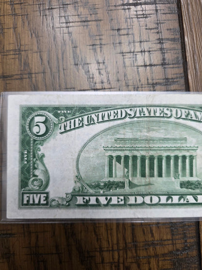1934 Series A $5 Yellow Seal Silver Certificate Emergency issued