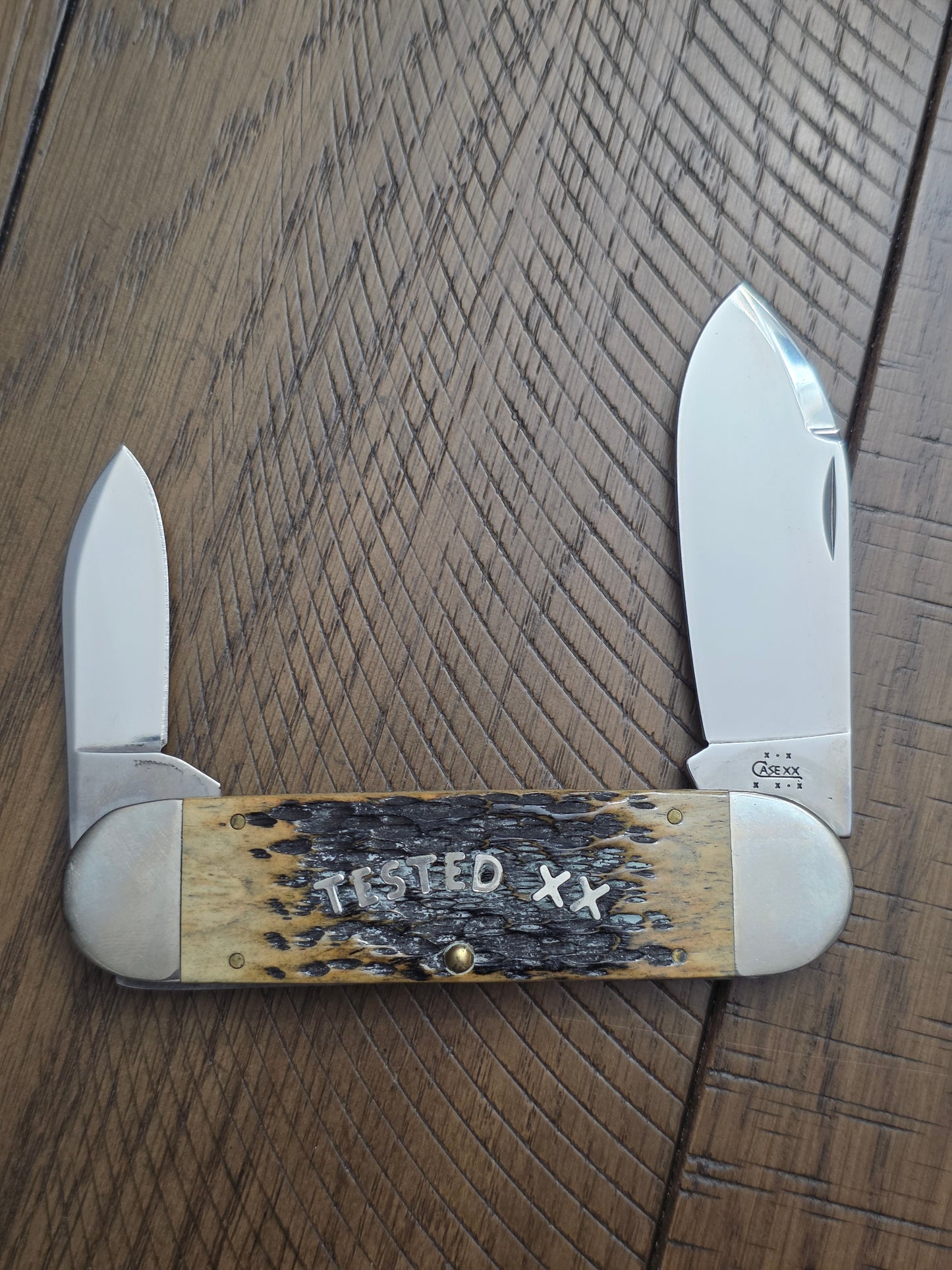 2003 Case XX Tested XX Script Elephant Toe Midnight Bone