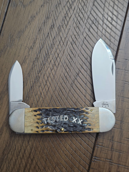 2003 Case XX Tested XX Script Elephant Toe Midnight Bone