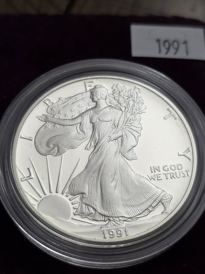 1991 SAE Proof Silver American Eagle $1 New in velvet box
