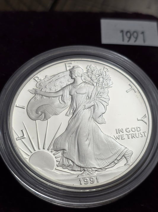 1991 SAE Proof Silver American Eagle $1 New in velvet box