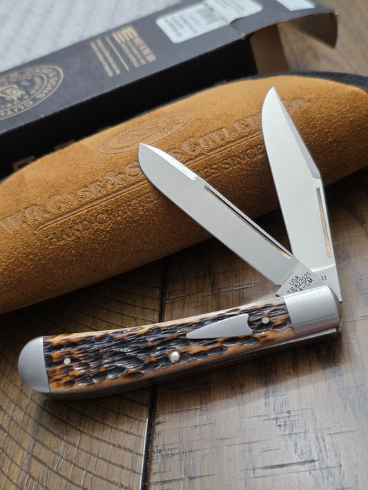 2021 Case XX Tony Bose Hunter Trapper - Brown Jigged Bone Handles - 10774