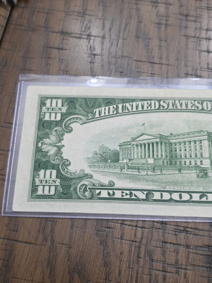 1934 D Series $10 Dollar Blue Seal Silver Certificate Uncirculated Condition