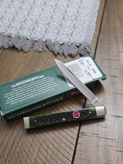 2002 Case XX Doctor's Knife Christmas Tree Jig Handles Spruce Tree Dark Green 03456