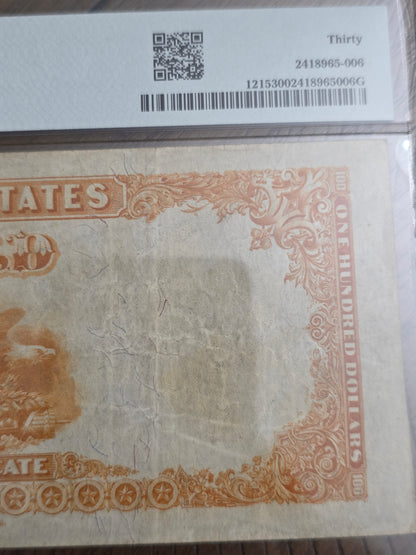 1922 Series $100 Gold Certificate VF30 PMG