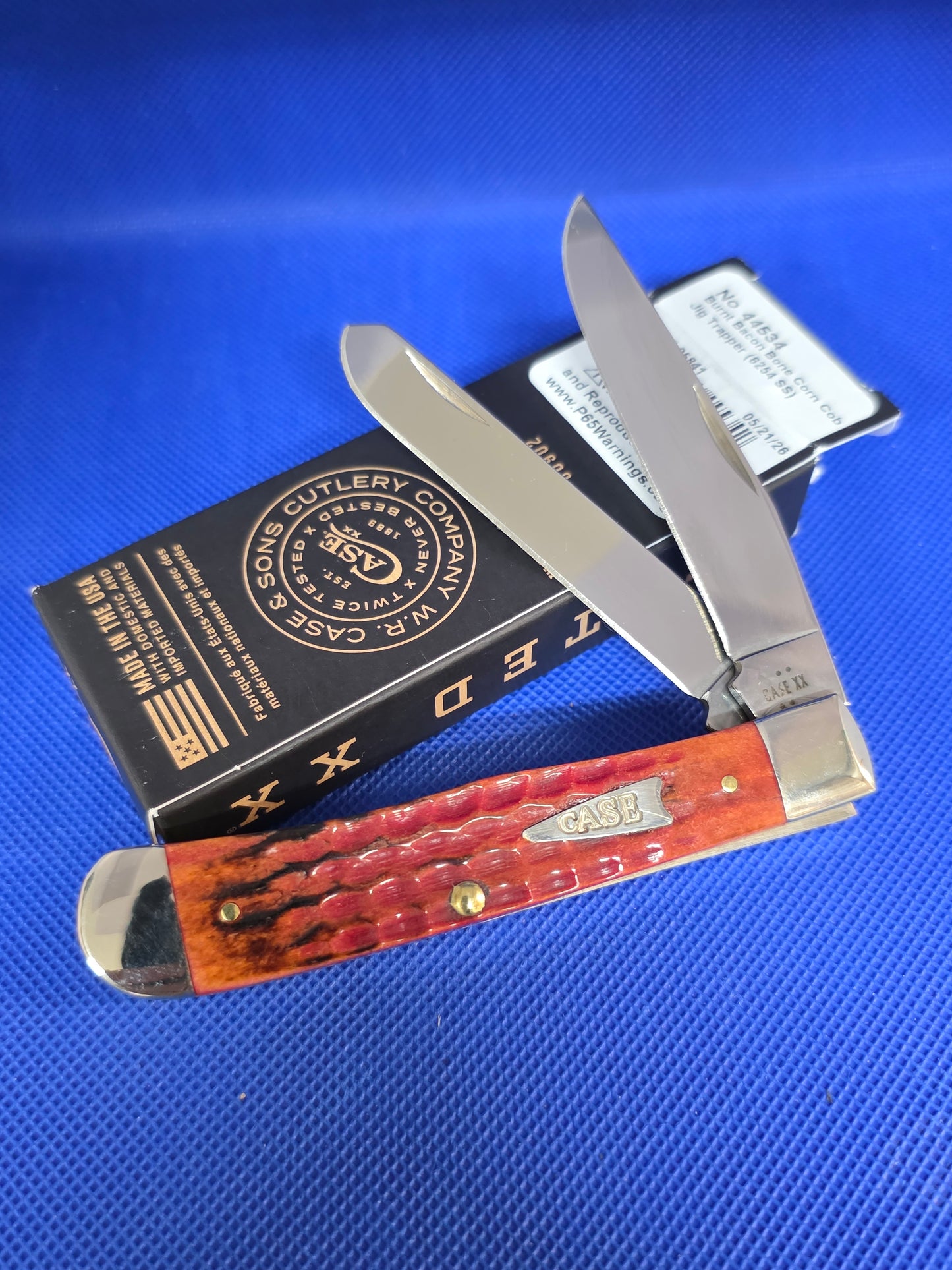 Case XX SMKW Exclusive Smoked Bacon Bone Trapper Folding Knife CA44534