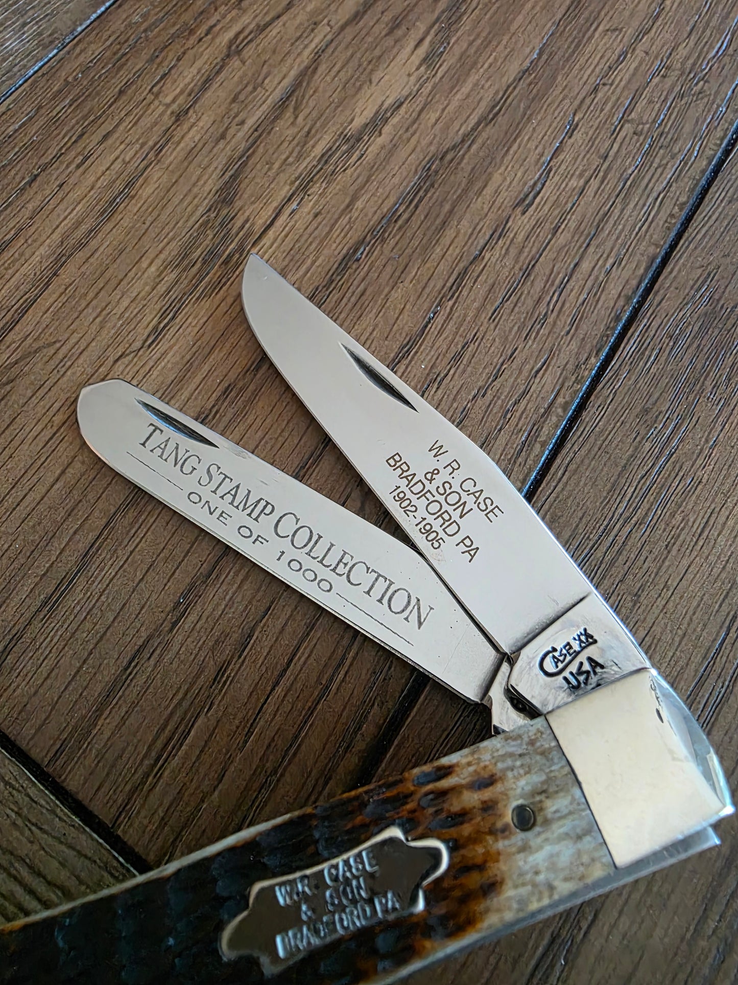 1998 Case XX Amber Bone Trapper 1 of 1000 Tang Stamp Collection No Box