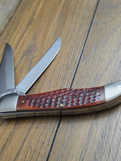 1940-64 Case XX Red Bone Folding Hunter Red Bone Jigged Handles 6265SAB