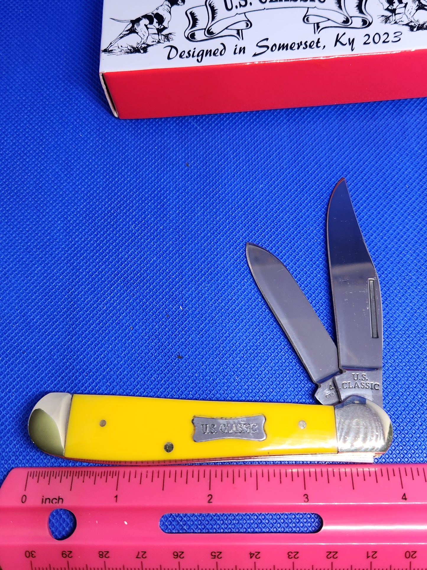US Classic Copperhead Yellow Synthetic 2 Blade Slip Joint Pocket Knife 70Y