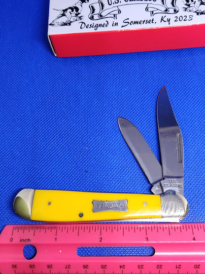 US Classic Copperhead Yellow Synthetic 2 Blade Slip Joint Pocket Knife 70Y