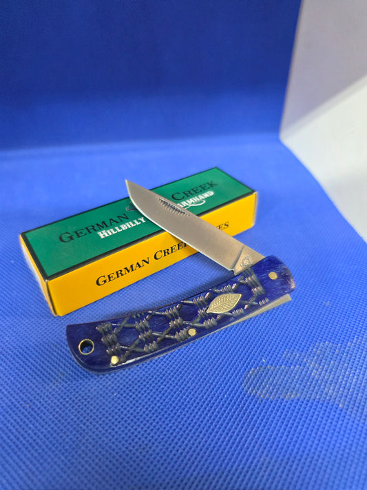 The Hillbilly Farmhand - Blue Crocodile Jigged Bone Handles - GCFH037BLCJ
