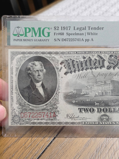 1917 Series $2 USN Two Dollar United States Note Choice VF35