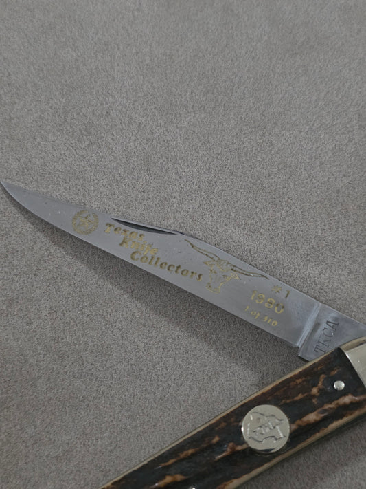 German Eye - Carl Schlieper Large Stag Toothpick 1980 TKCA Texas Knife Collector's