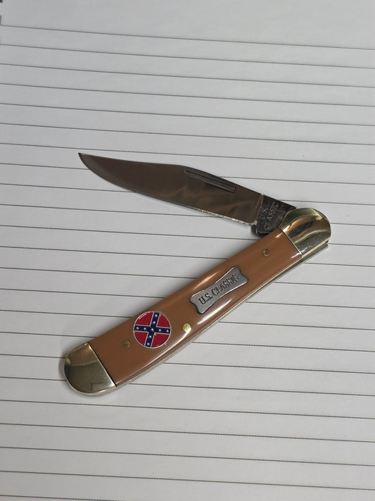 US Classic Copperhead - Milk Brown Synthetic with Rebel Flag Shield