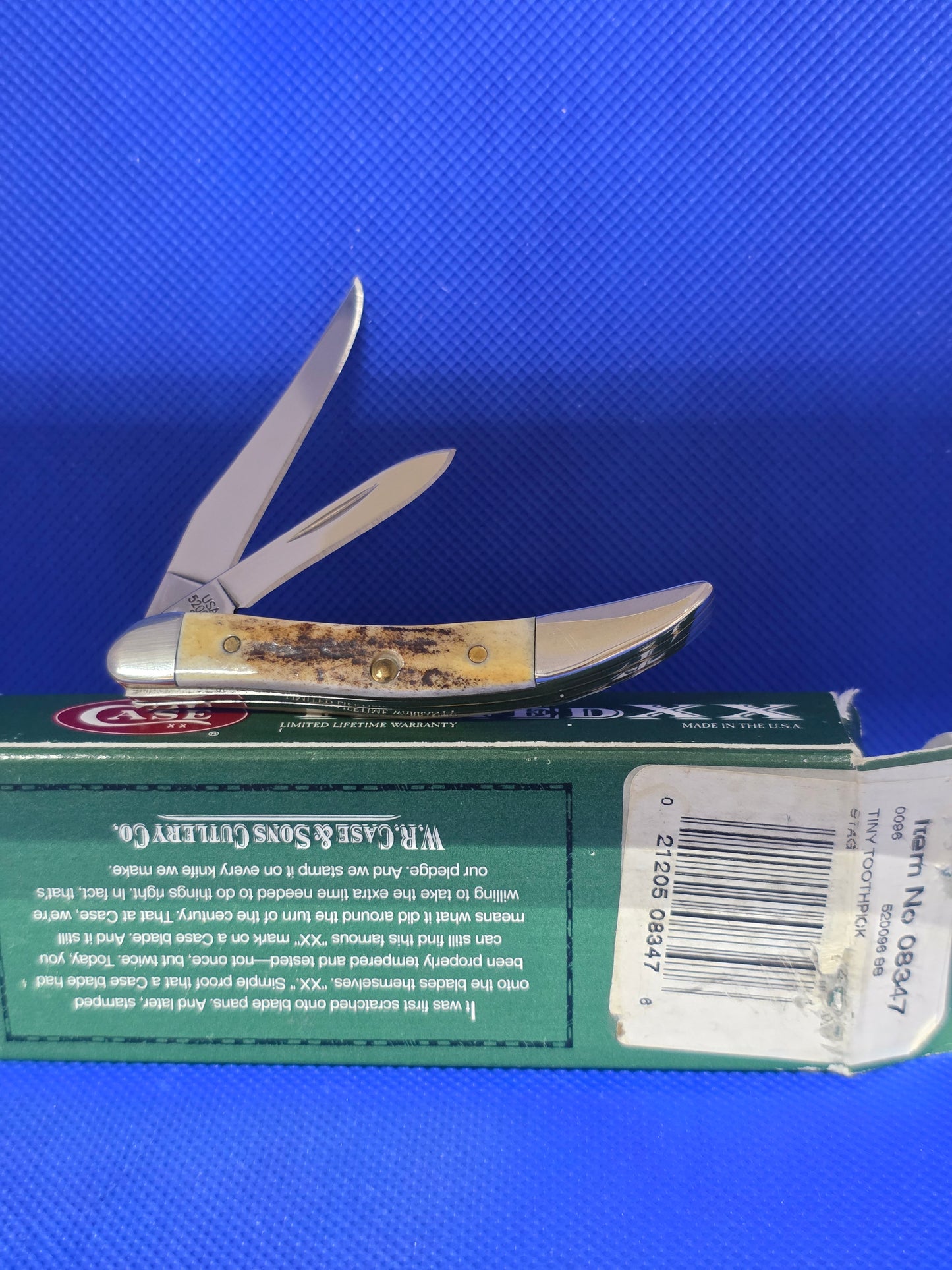 2007 Case XX Stag 520096 Tiny Toothpick Blue Scroll Etch SMKW Exclusive 08347