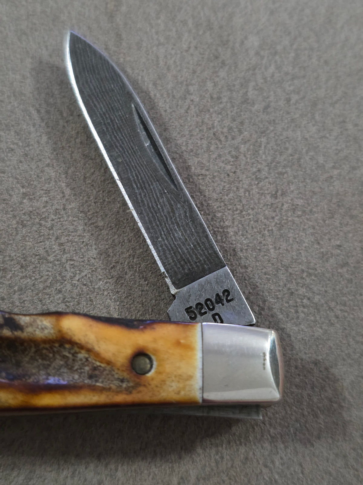 1989 Case XX Stag Pen Knife 52042 with Damascus Steel