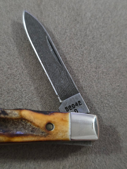 1989 Case XX Stag Pen Knife 52042 with Damascus Steel