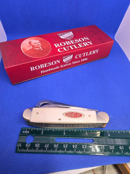 Robeson Shur-Edge Gamecock Knife - 4" Fightin' Chicken Knife - Smooth White Bone ROB632730W