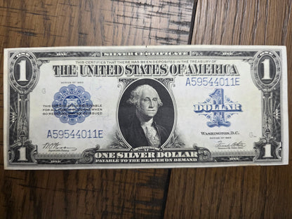 2 - 1923 Series $1 Blue Seal Silver Certificates LARGE Size Notes Consecutive Numbers AU Condition