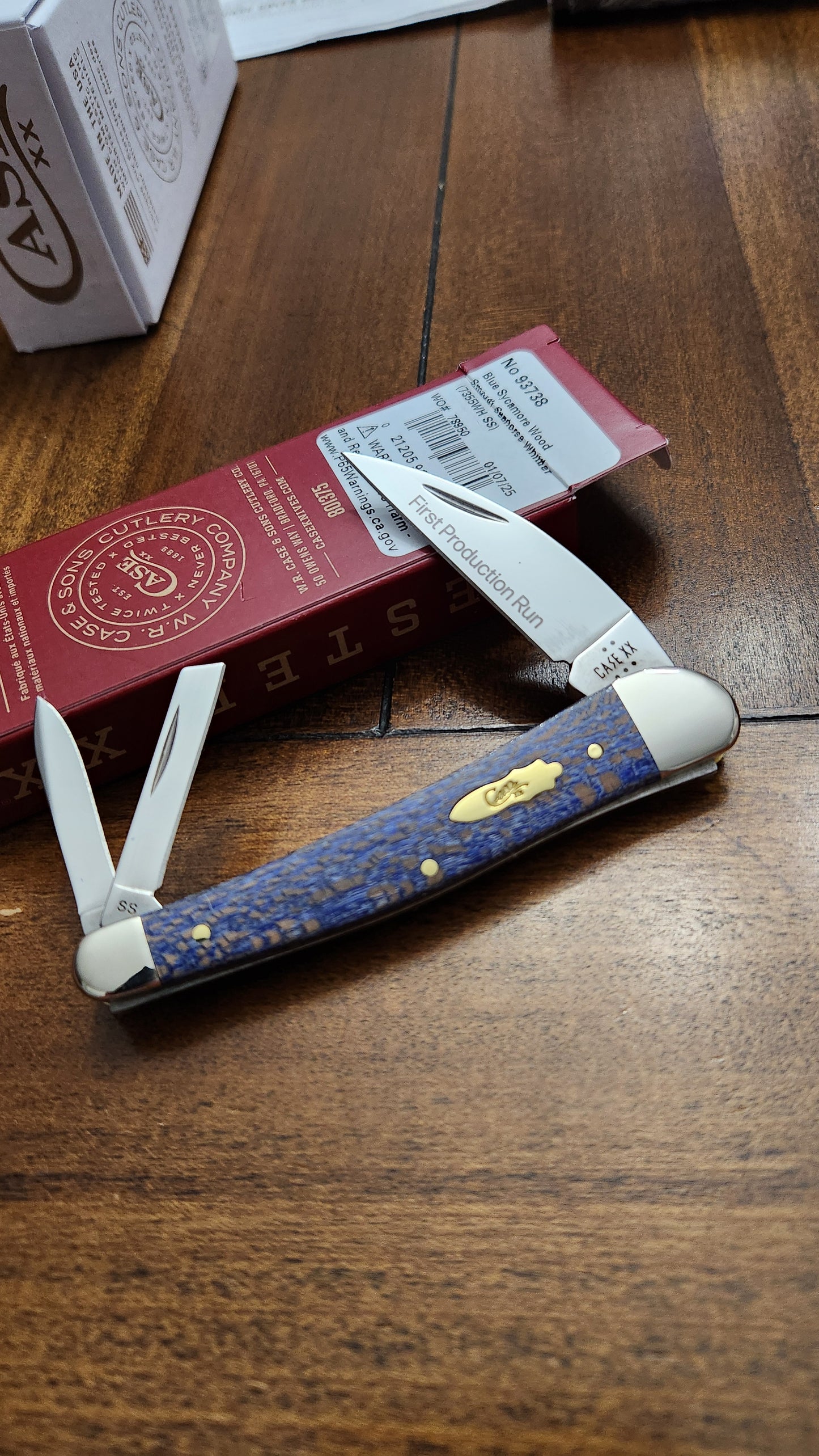 Case XX 7355wh Blue Sycamore Wood Seahorse Whittler 93738 First Production Run
