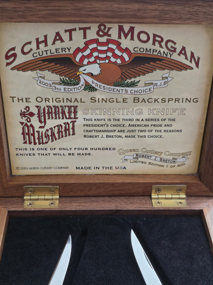 2003 Schatt & Morgan Yankee Muskrat MOP Presidents Choice Mother of Pearl with display