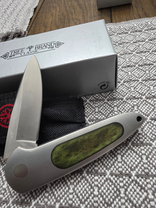 Boker Speed Lock II Treebrand Classic Manual - No Nail Knick - Green bone 7107GR