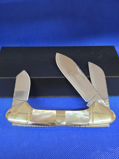 Rough Rider Gunboat Canoe Black Lip Mother of Per MOP with Box VINTAGE