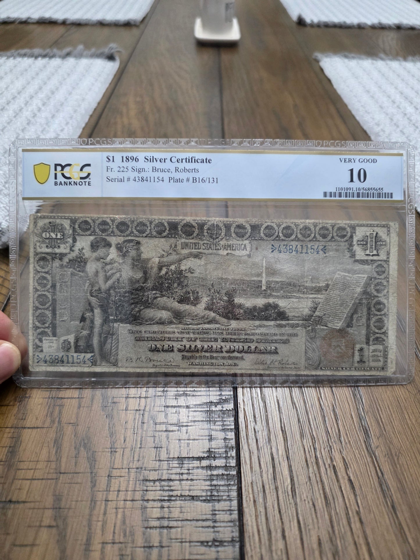 1896 $1 Silver Certificate VG10 Series B FR. 225 Sign.: Bruce, Roberts