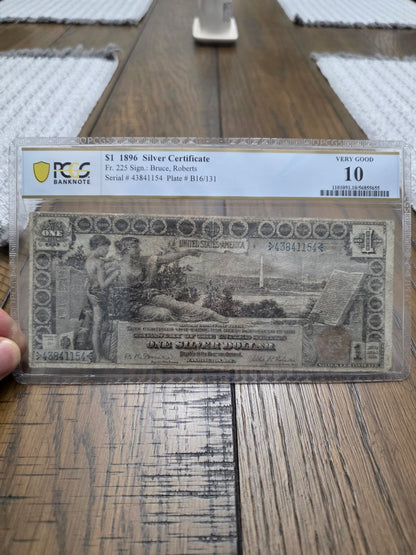 1896 $1 Silver Certificate VG10 Series B FR. 225 Sign.: Bruce, Roberts
