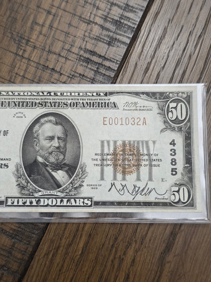 1929 $50 The First National Bank and Trust Company of Muskogee Okalahoma Bank Note