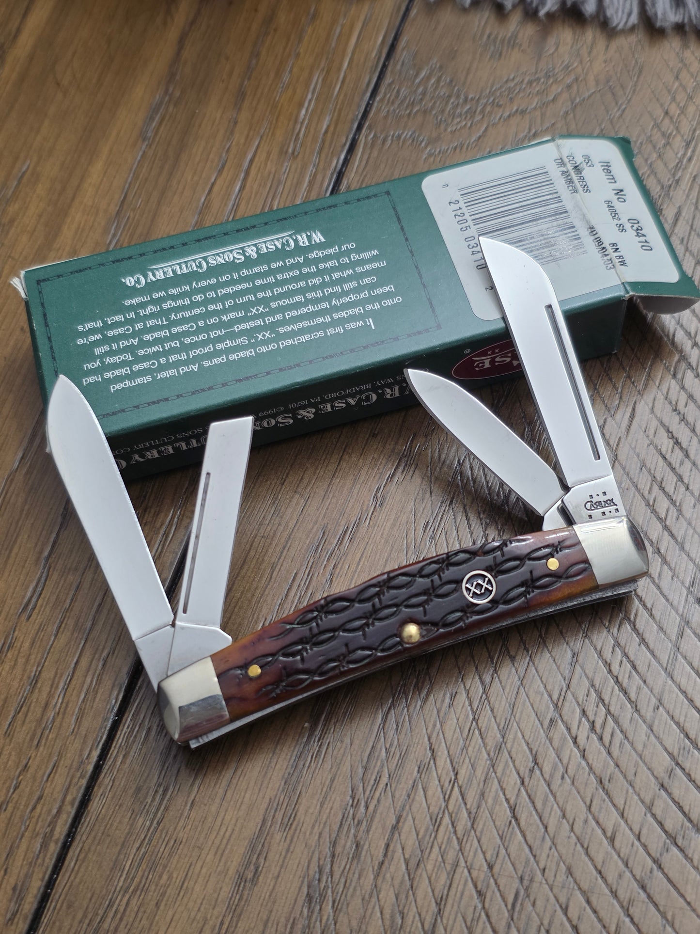 2003 Case XX Dark Amber Bone Congress Barbwire Jigged 03410 SMKW SFO