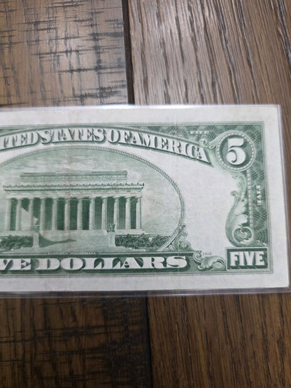 1934 Series A $5 Yellow Seal Silver Certificate Emergency issued