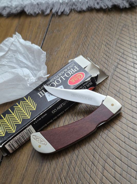 Case XX Pro-Lock III with smooth wooden handles New Grind Blade New with Original Box