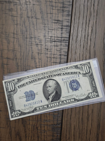 1934 D Series $10 Dollar Blue Seal Silver Certificate Uncirculated Condition