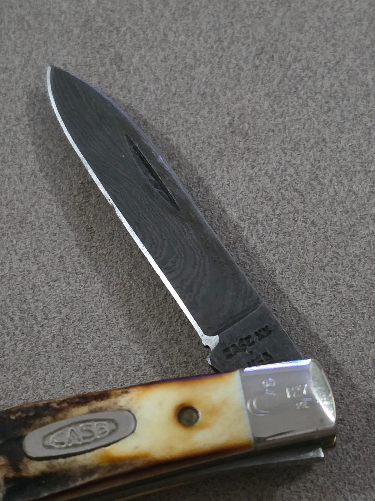 1989 Case XX Stag Pen Knife 52042 with Damascus Steel