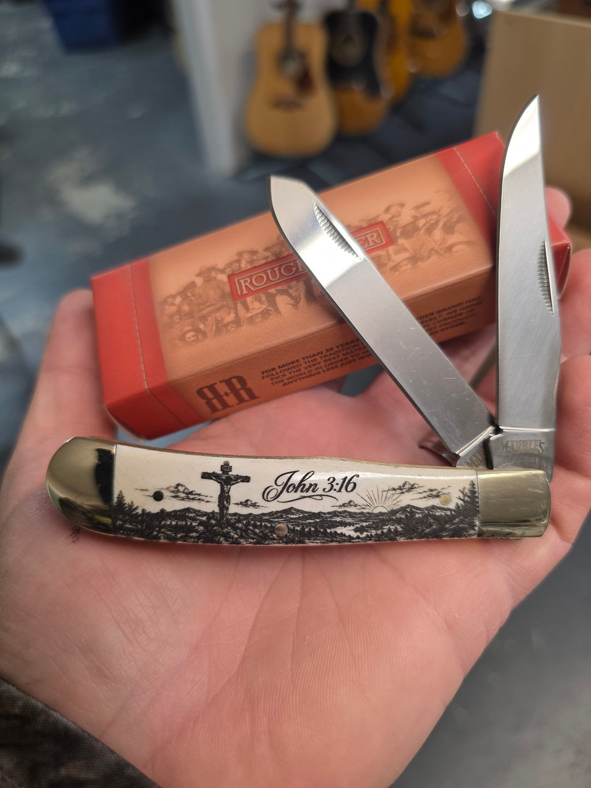 Rough Ryder - Trapper Jesus on the Cross Knife Custom Etched - 22034J316