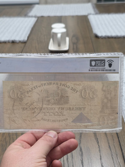 1838 $50 Government of Texas, Houston - Treasury Note VF25 PCGS