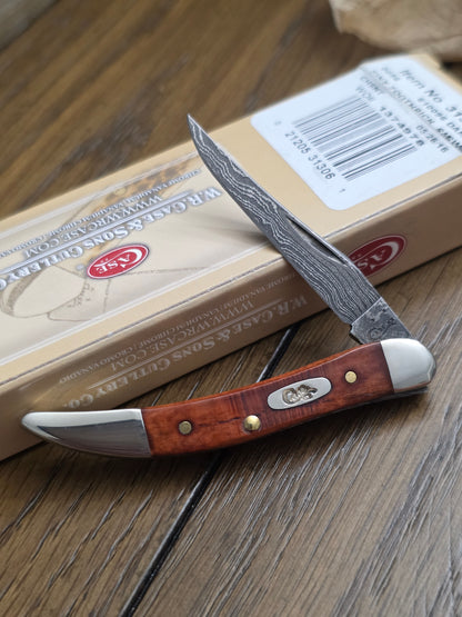 2016 Case XX Tiny Toothpick Sawcut Chestnut Bone Damascus Steel 31306