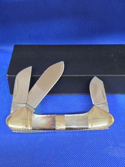 Rough Rider Gunboat Canoe Black Lip Mother of Per MOP with Box VINTAGE