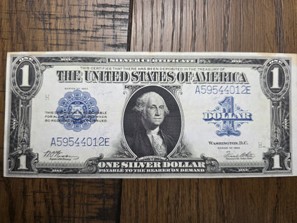2 - 1923 Series $1 Blue Seal Silver Certificates LARGE Size Notes Consecutive Numbers AU Condition
