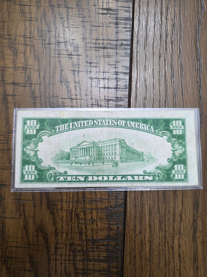 1934 $10 Blue Seal Silver Certificate Star Note Good Serial Number VG
