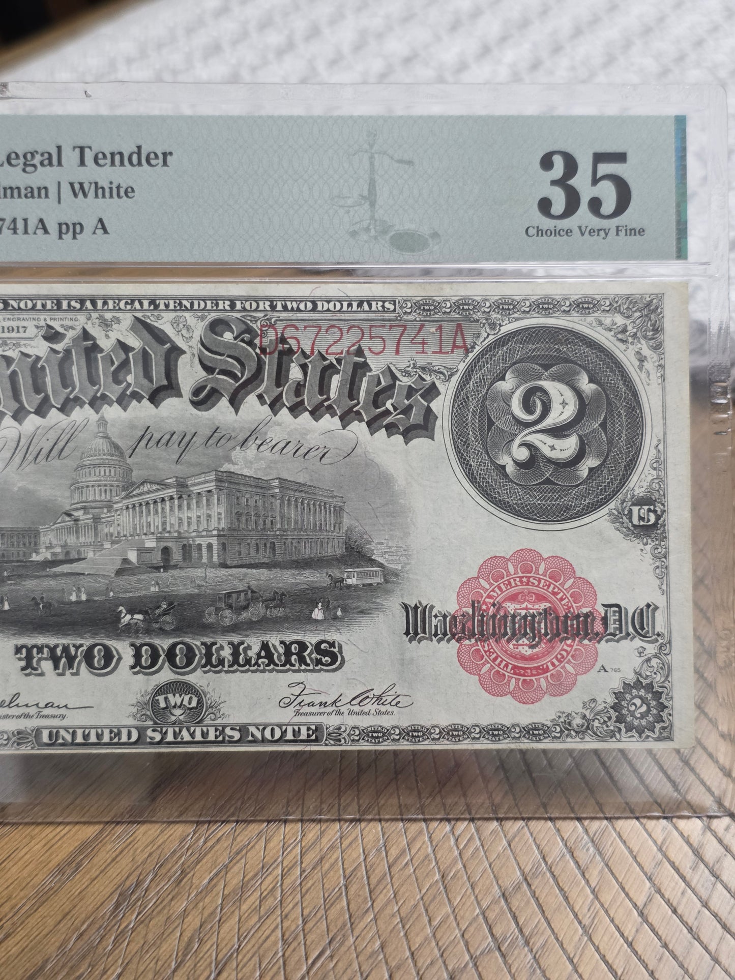 1917 Series $2 USN Two Dollar United States Note Choice VF35