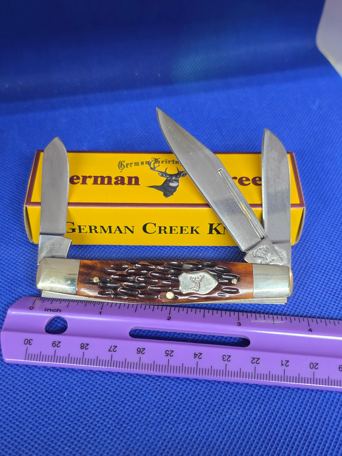 GERMAN CREEK 3 3/4" Stockman - Mountain Honey Bone Jigged Handle 62MTH