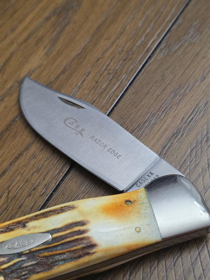 1976 Case XX 5172SSP Razor Edge Gray Etch Clasp Knife with Stag Handles