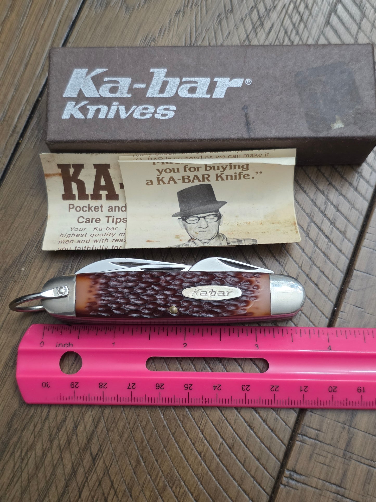Ka-Bar 1152 Camp Knife Brown Jig Delrin Handles NIB