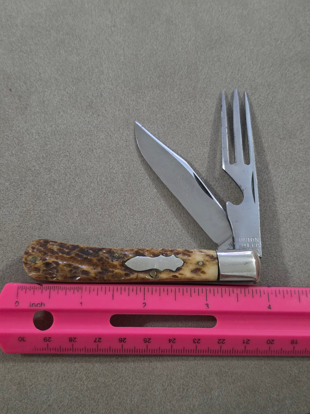 1911 - 1951 Union Cut 2 Blade Hobo Knife Stag Handle Olean, NY